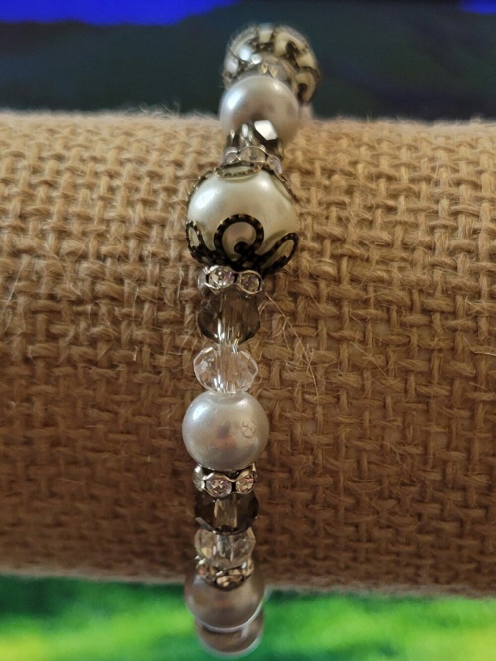Silver Grey Enhanced Beads with Black Decorative Dividers